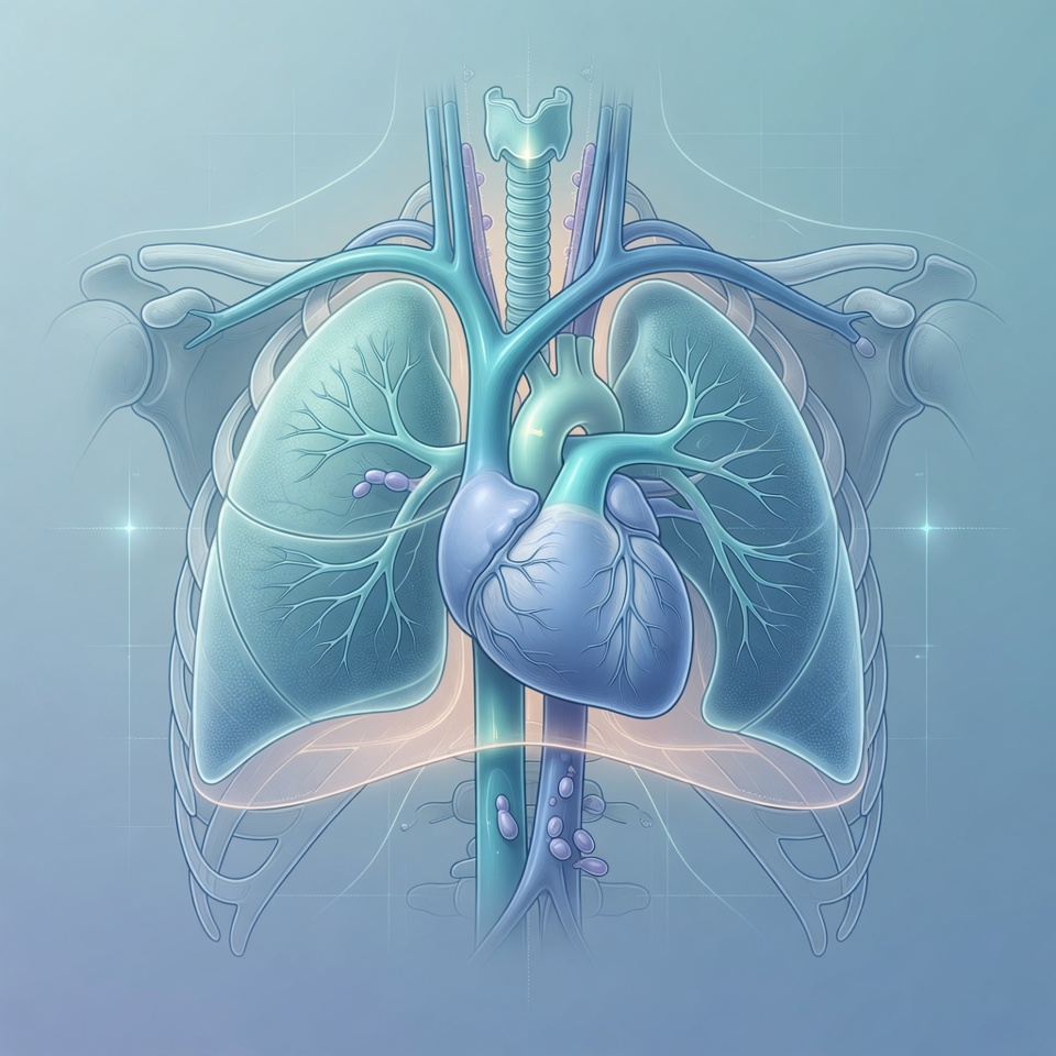 Mediastinal tumour VATS excision biopsy illustration